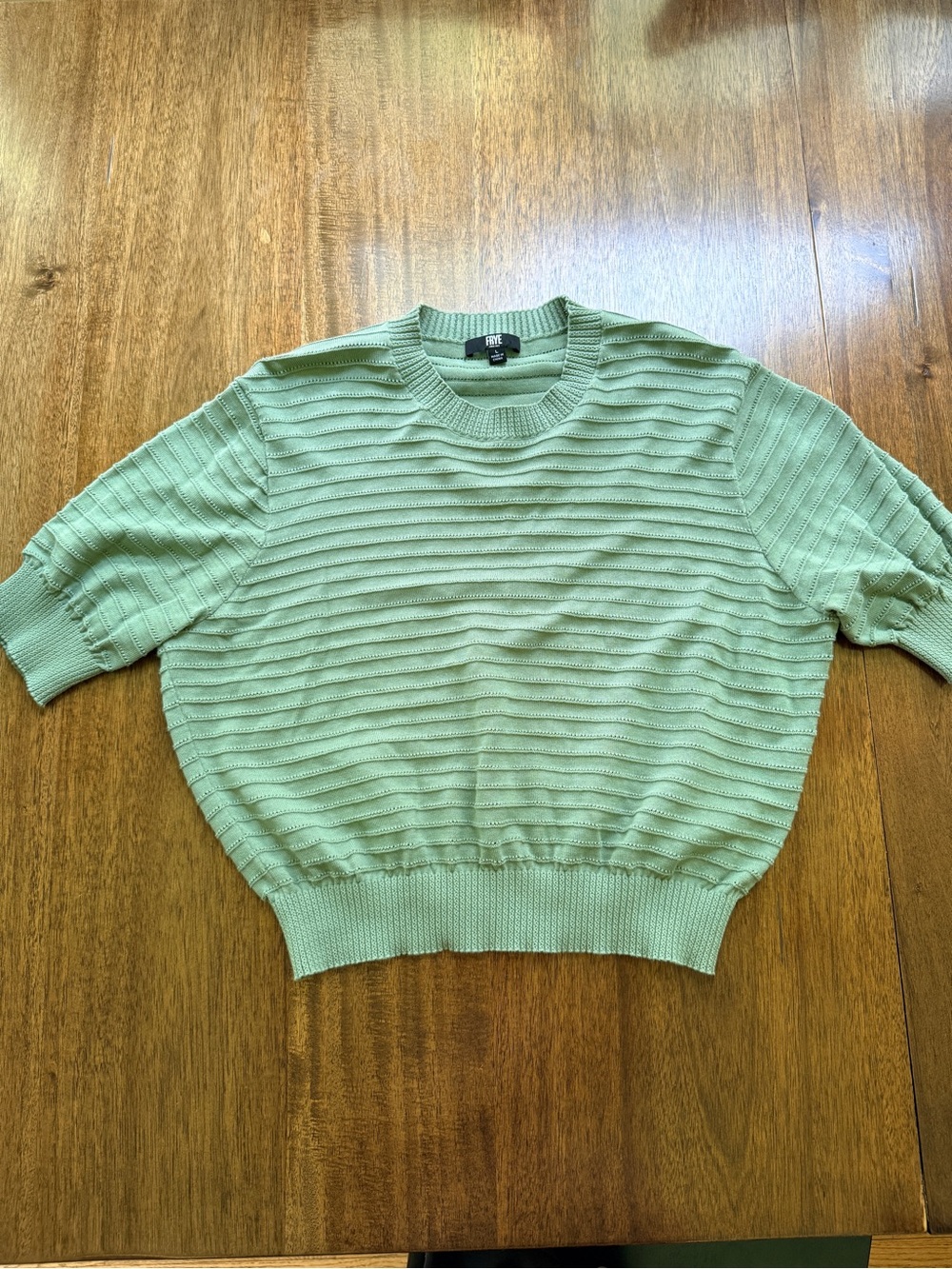 Frye Women's Loose Fit Lightweight 100% Cotton Short Sleeve Sweater - Green